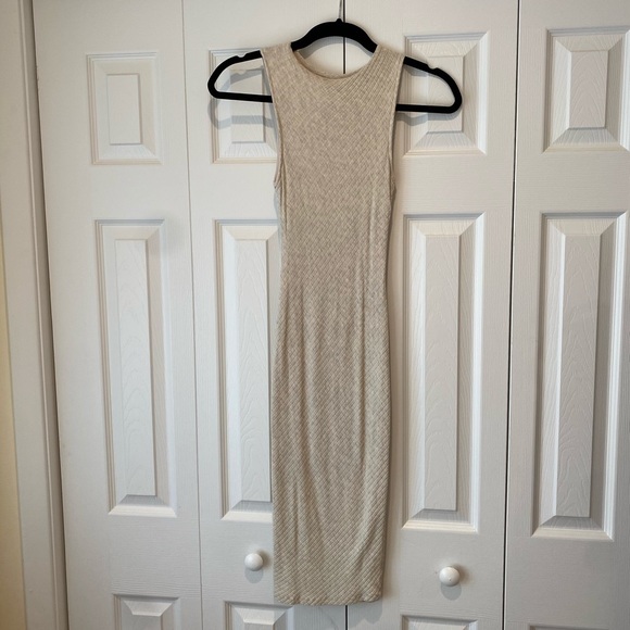 Oat/ tan midi length bodycon dress - Picture 1 of 3
